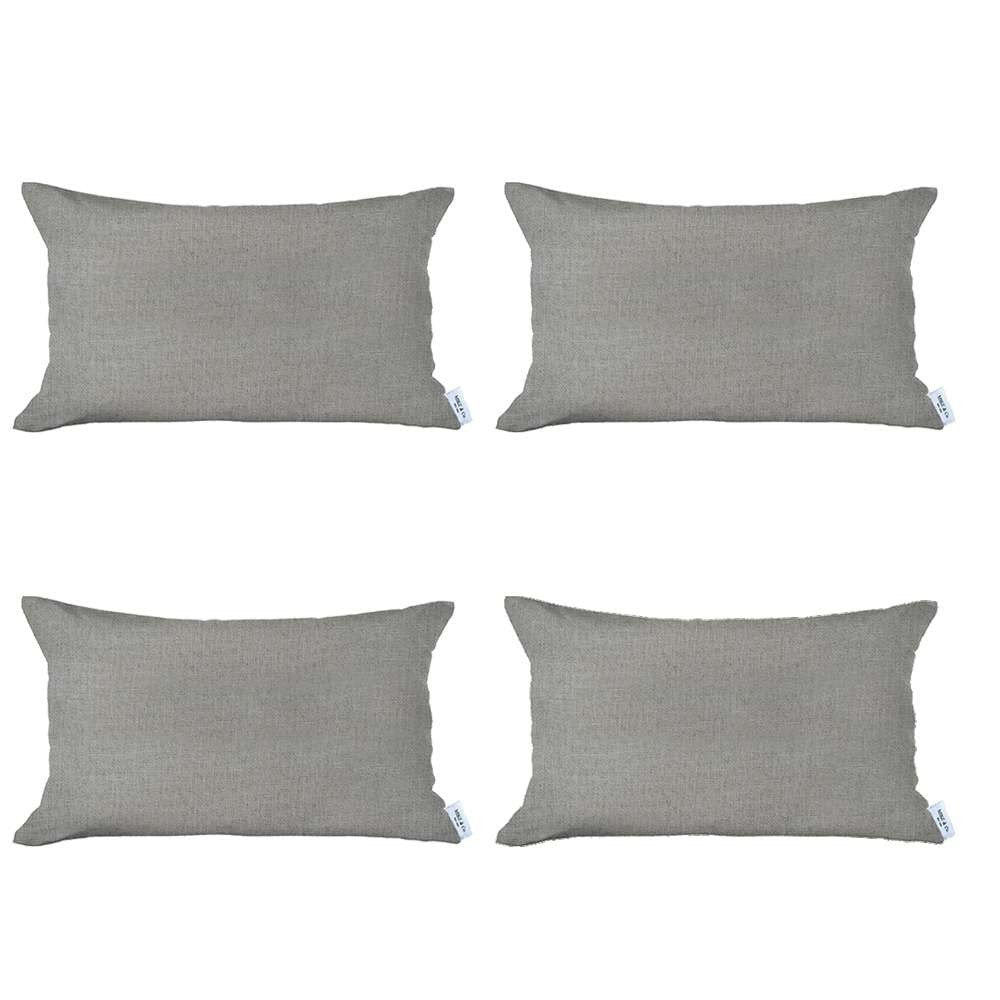Set Of 4 Cream Jacquard Lumbar Pillow Covers