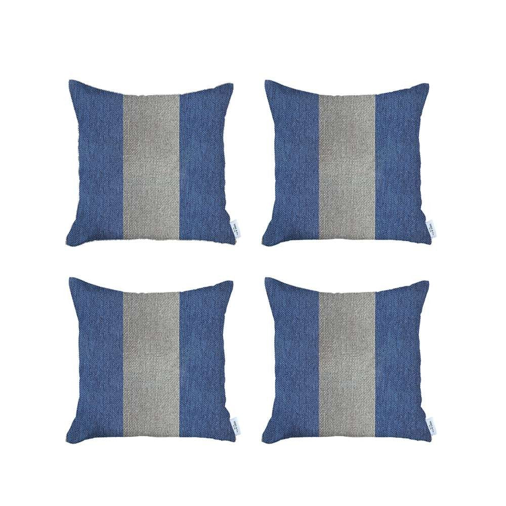 Set Of 4 Blue And White Center Pillow Covers