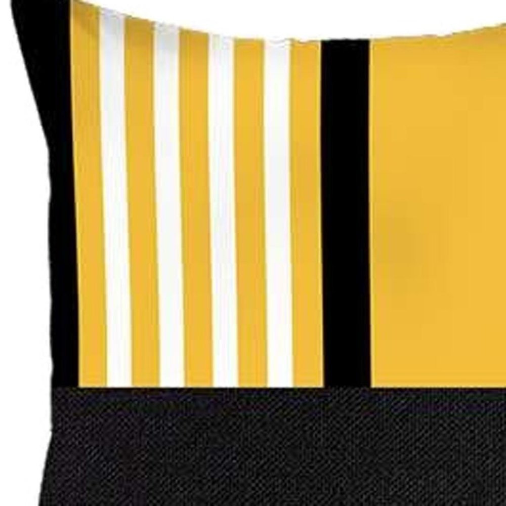 Set Of 4 Yellow And Black Printed Pillow Covers