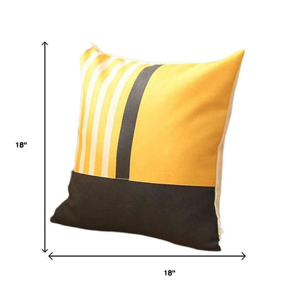 Set Of 4 Yellow And Black Printed Pillow Covers