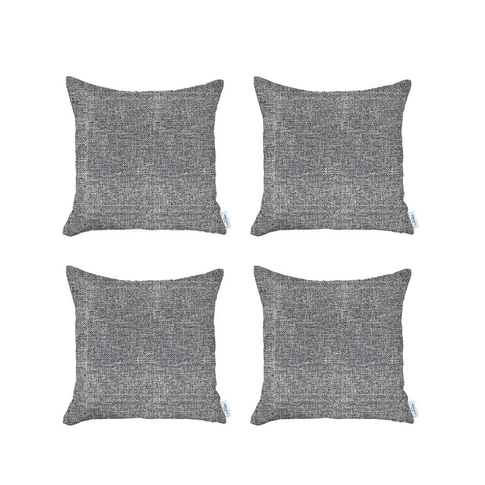 Set Of 4 Light Gray Textured Pillow Covers