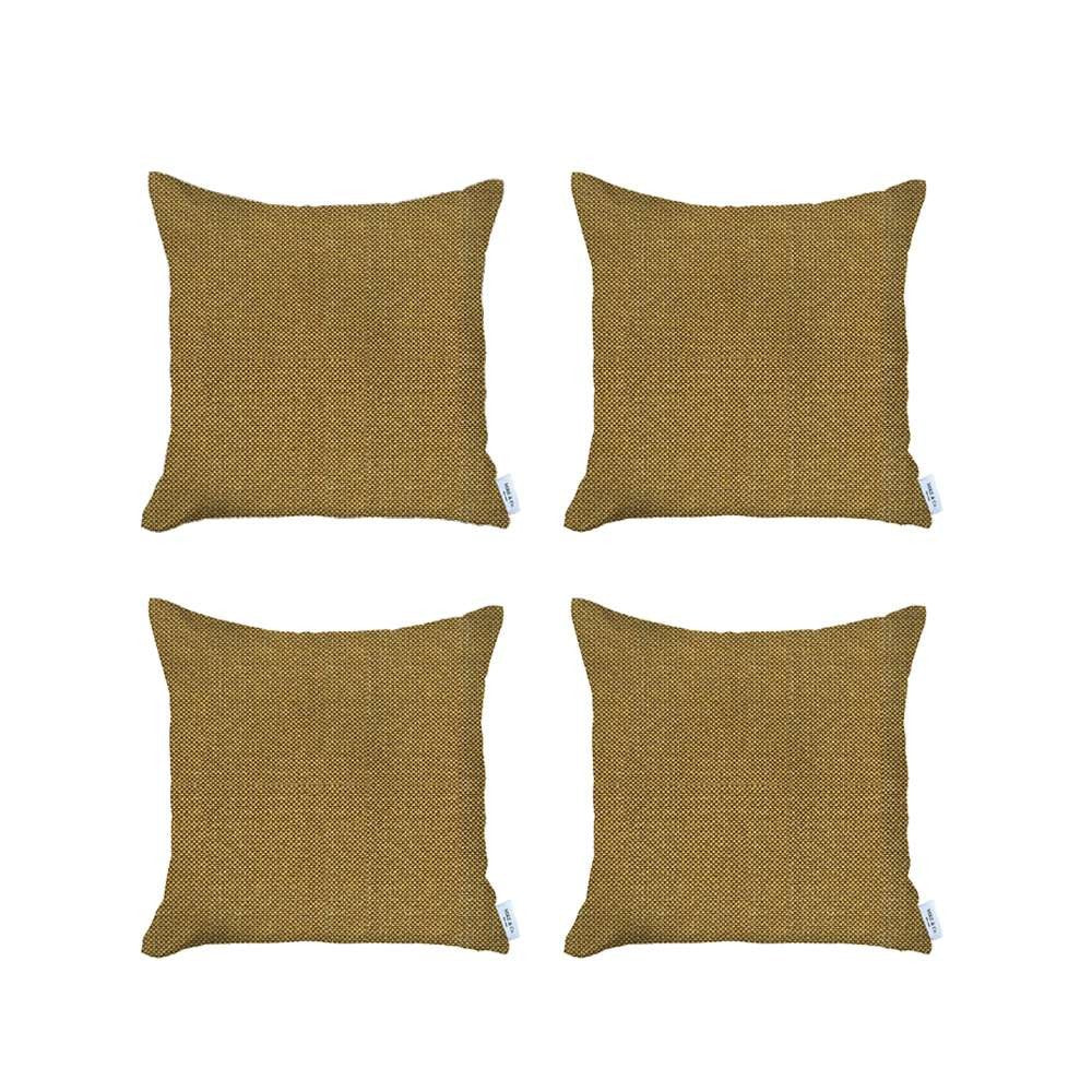 Set Of 4 Yellow Textured Pillow Covers