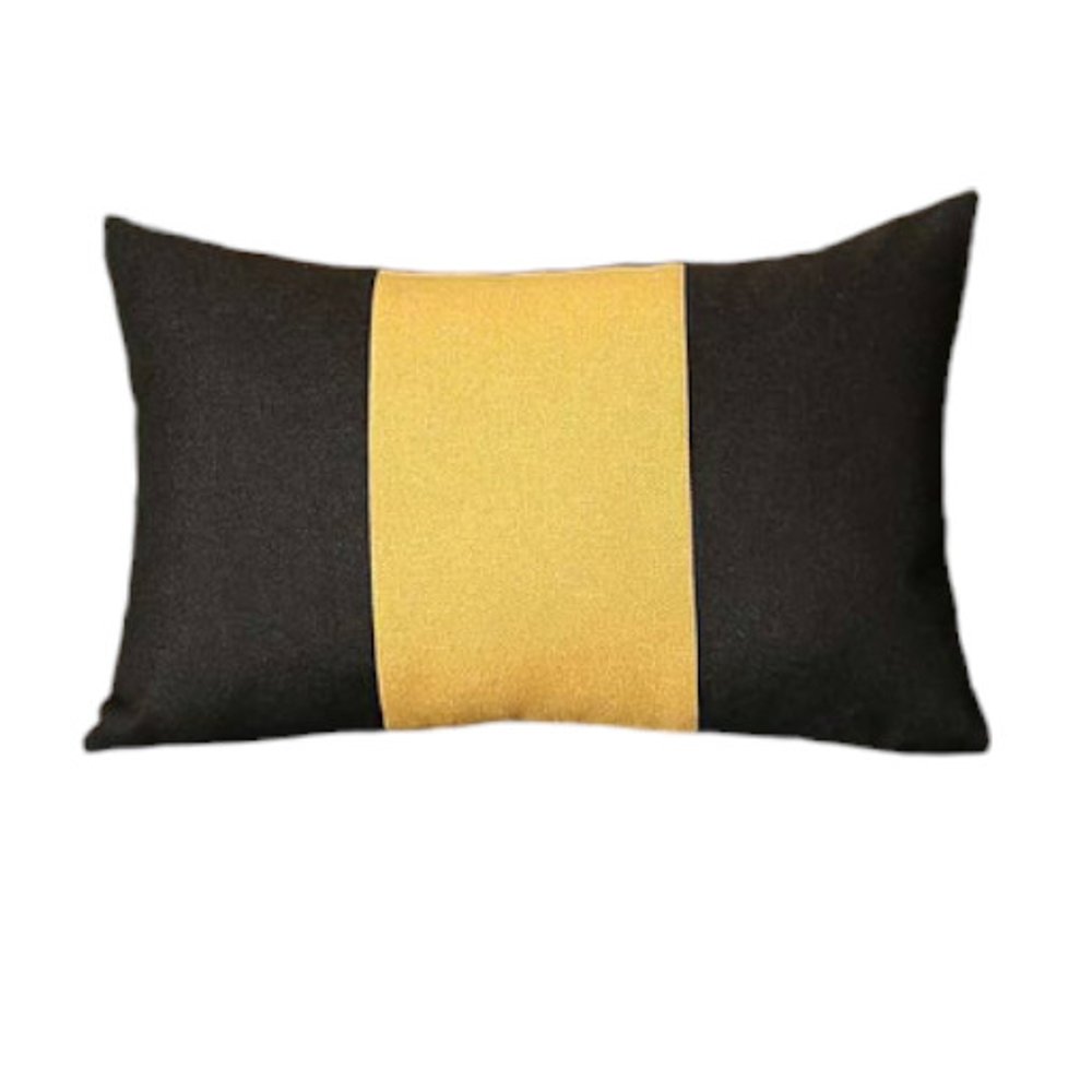 Set Of 4 Black And Yellow Lumbar Pillow Covers