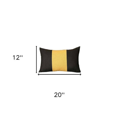 Set Of 4 Black And Yellow Lumbar Pillow Covers