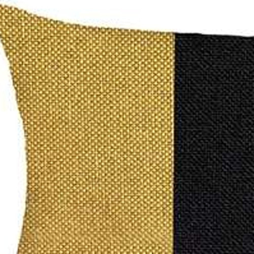 Set Of 4 Yellow And Black Lumbar Pillow Covers
