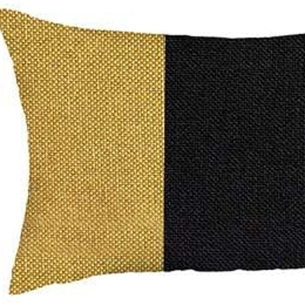 Set Of 4 Yellow And Black Lumbar Pillow Covers