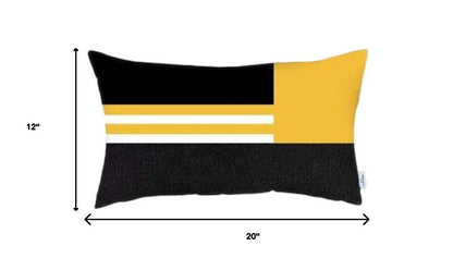 Set Of 4 Yellow And Black Lumbar Pillow Covers