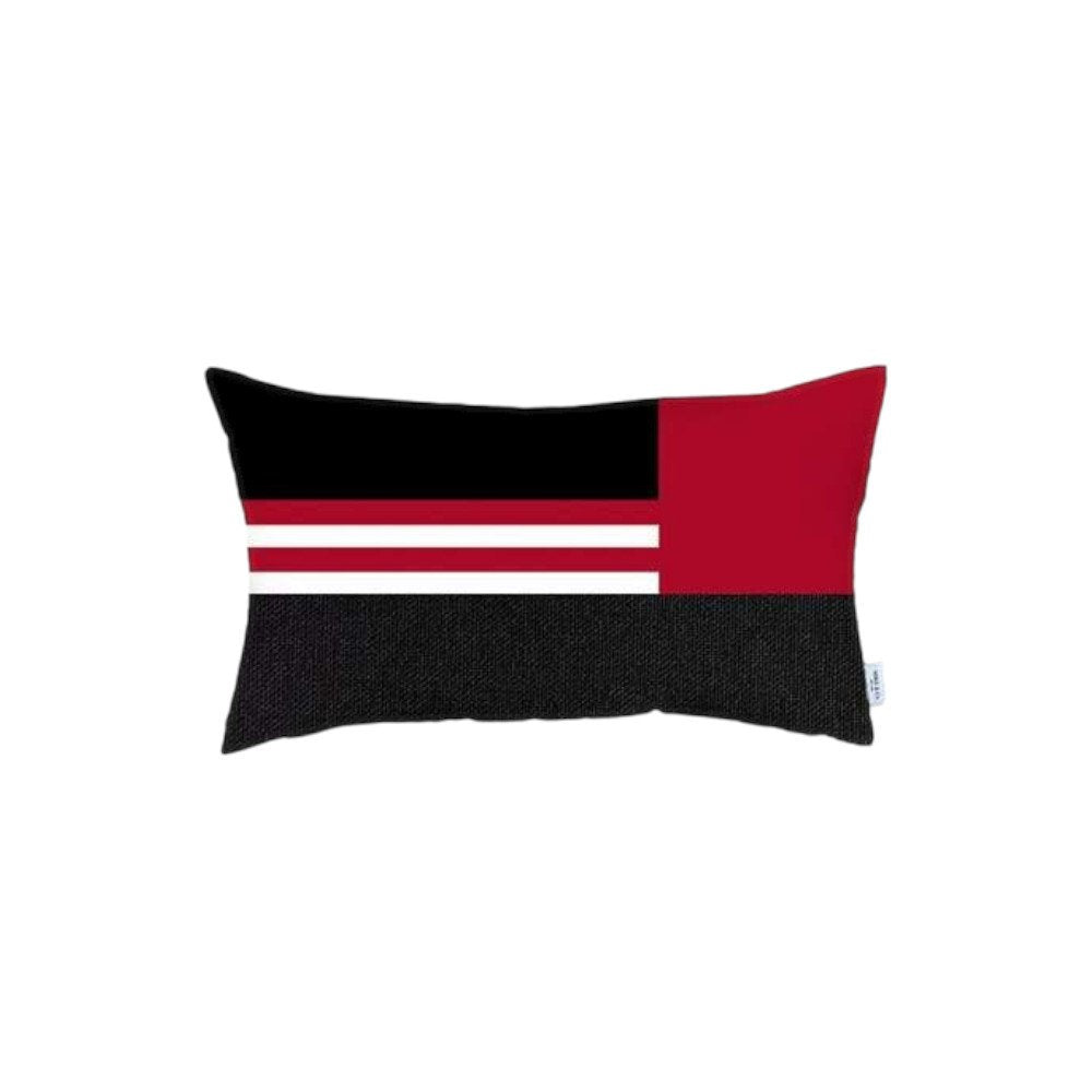 Set Of 4 Red And Black Lumbar Pillow Covers