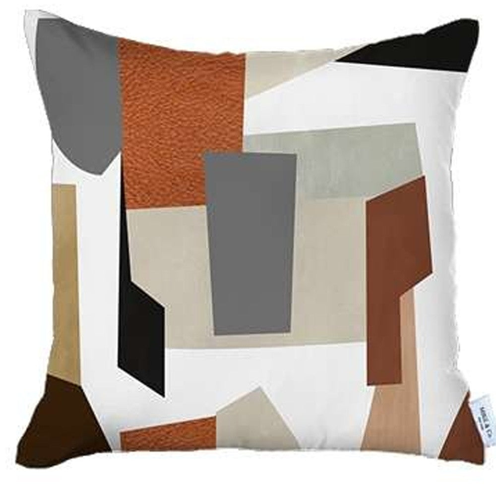 Set Of 4 Ivory And Orange Geometric Pillow Covers