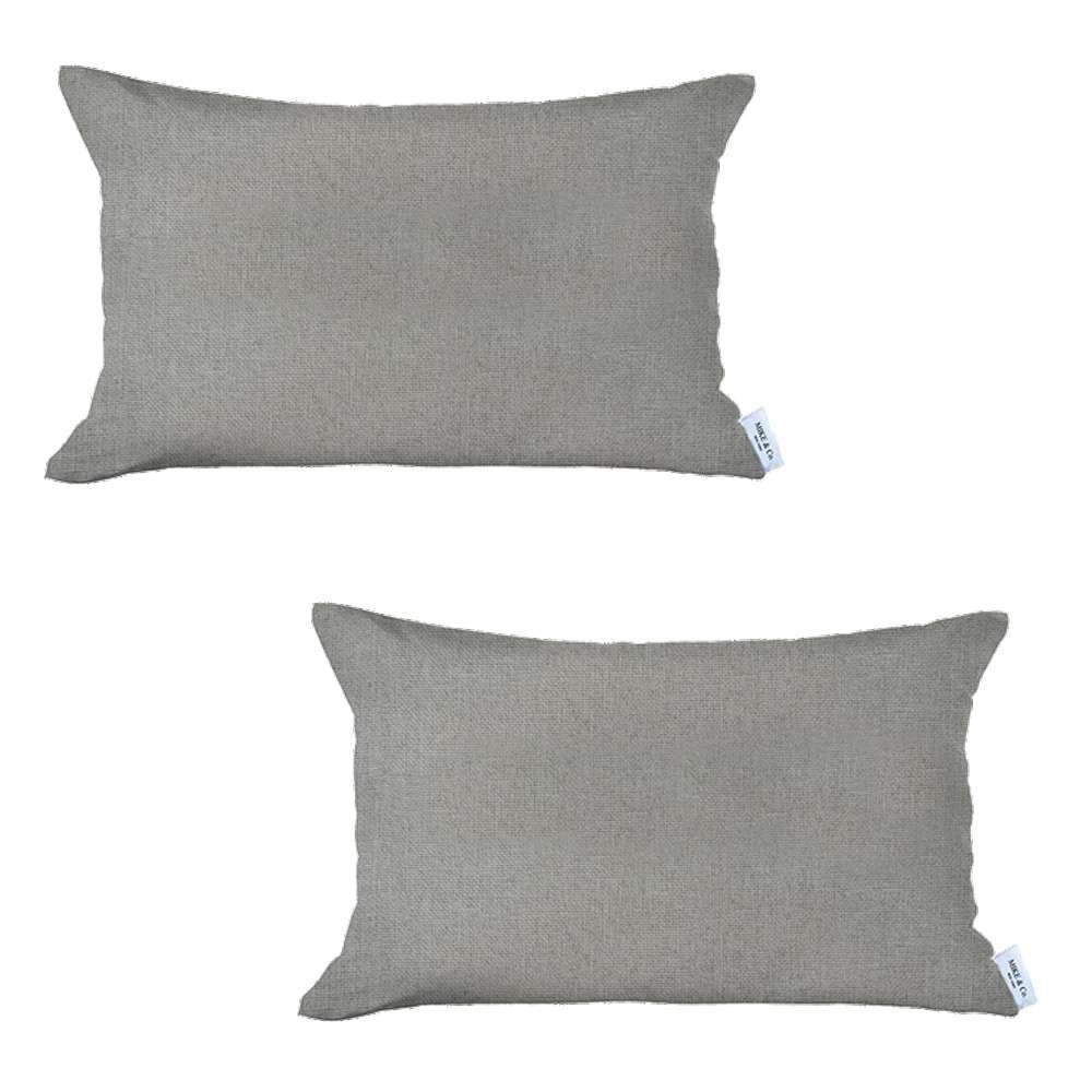Set Of 2 White Solid Lumbar Pillow Covers