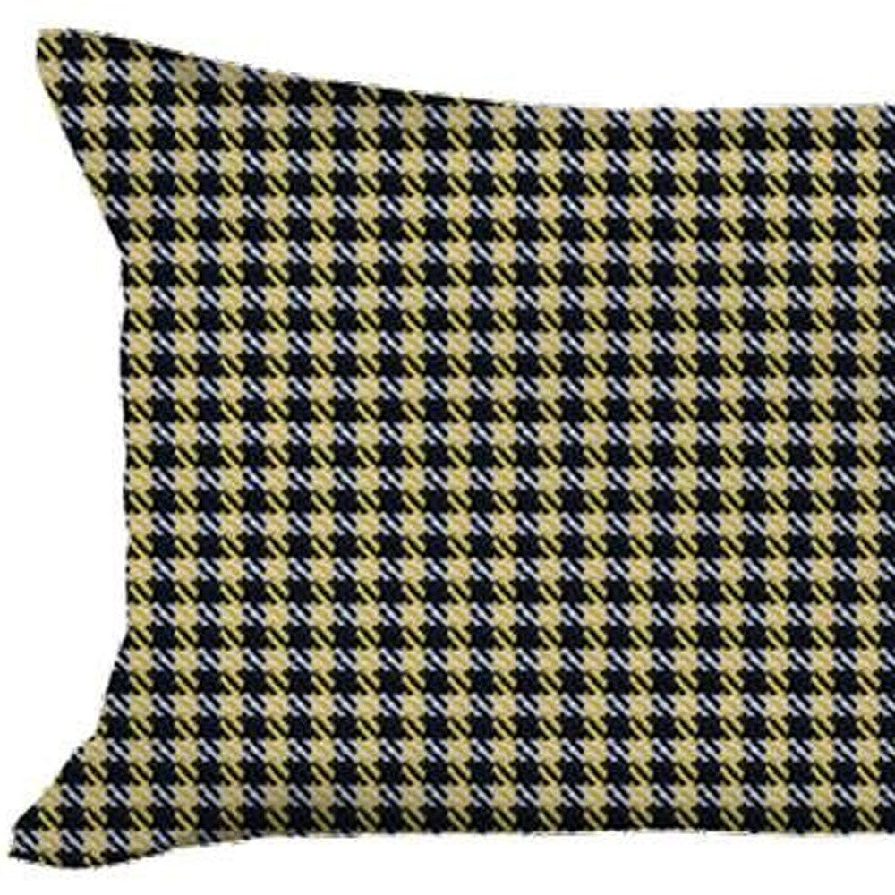 Set of Two 12" X 20" Yellow and Black Houndstooth Polyester Zippered Pillow Cover