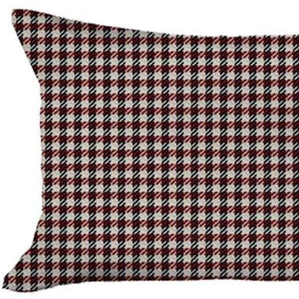 Set Of 2 Red Houndstooth Lumbar Pillow Covers