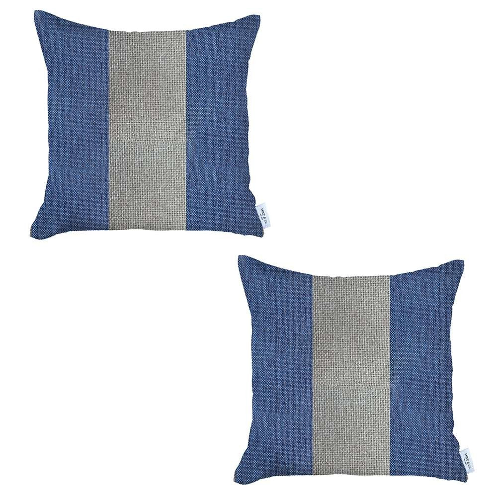 Set Of 2 Blue And White Center Pillow Covers