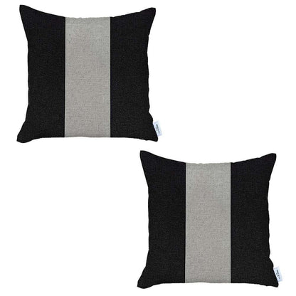 Set Of 2 Black And White Center Pillow Covers