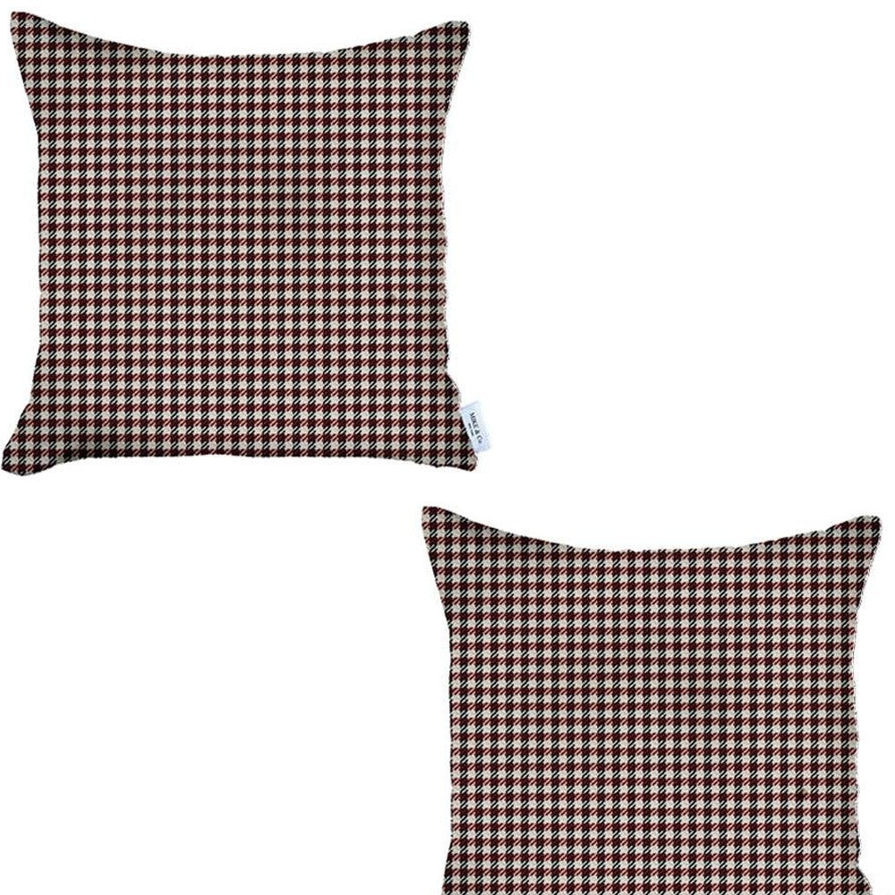 Set Of 2 Red Houndstooth Pillow Covers