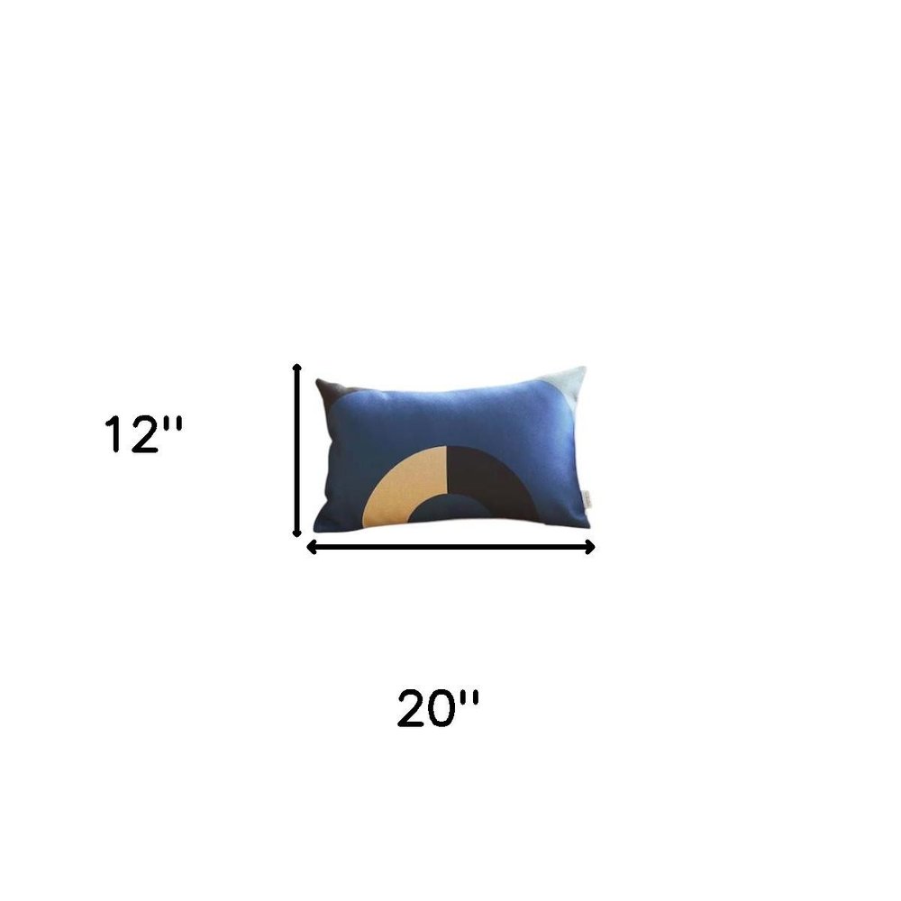 Set Of 2 Blue Modern Lumbar Pillow Covers