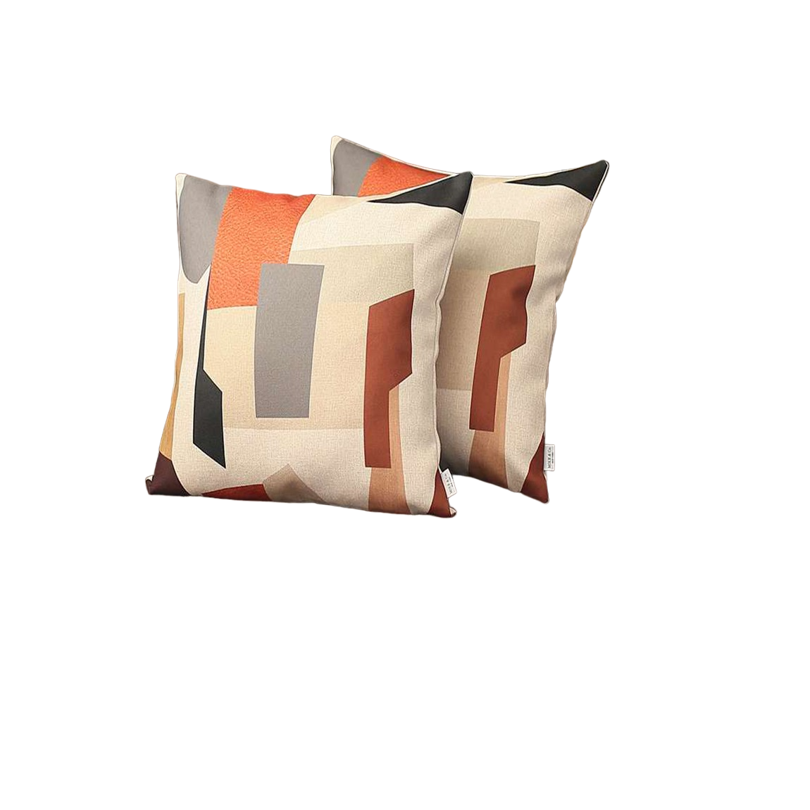 Set of Two 18" X 18" Orange and Ivory Polyester Pillow Cover