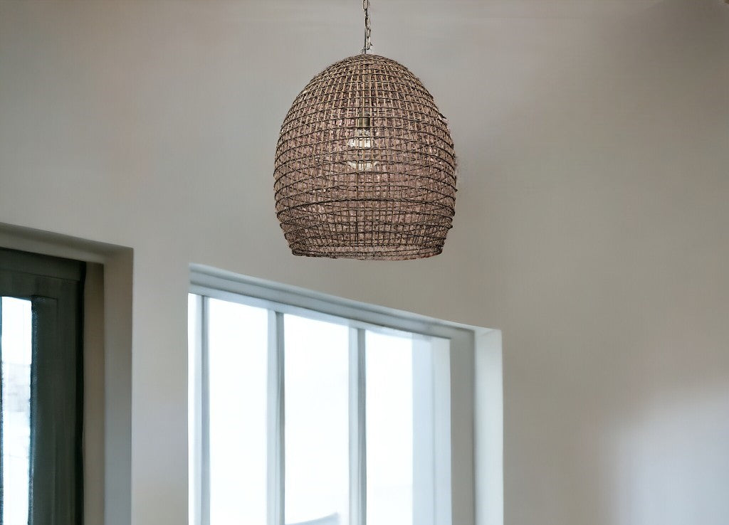 Metallic Woven Hanging Pendant Light