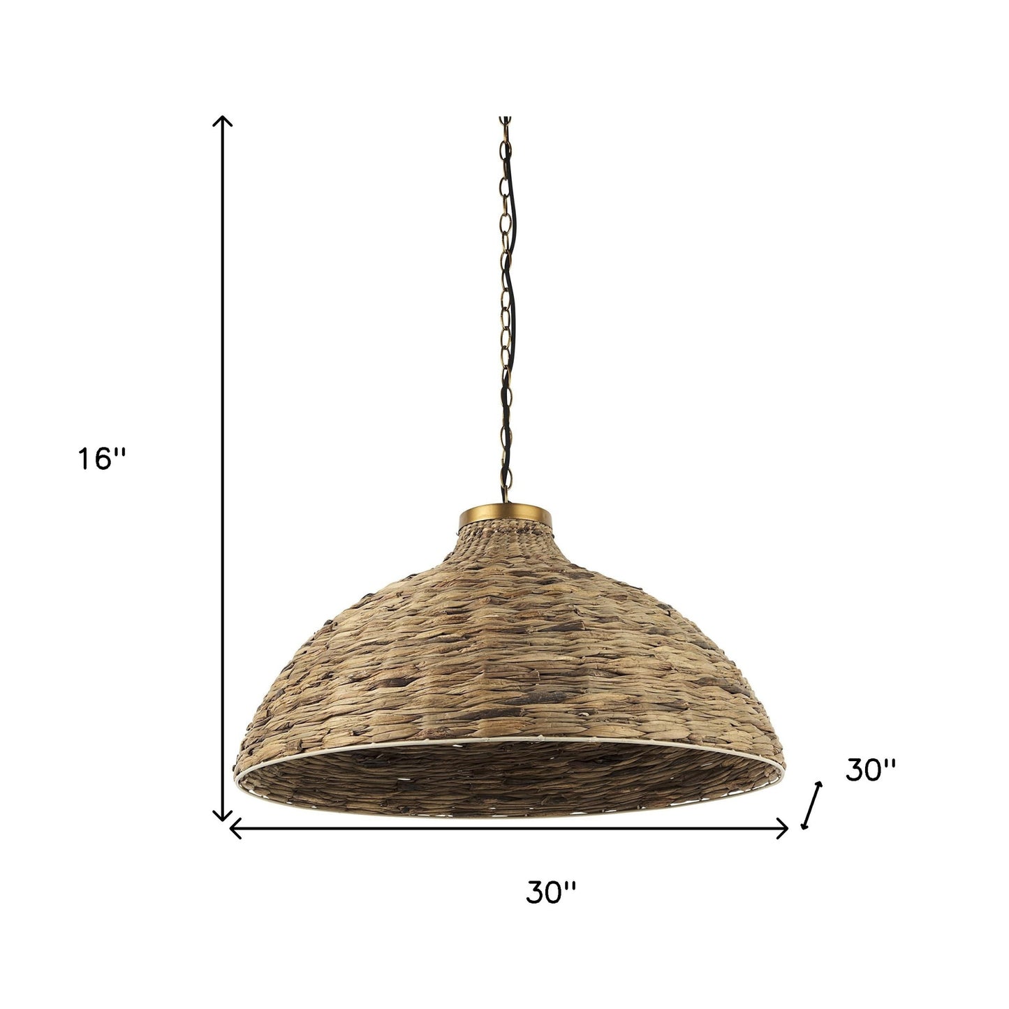 Brown Wicker Domed Hanging Pendant Light