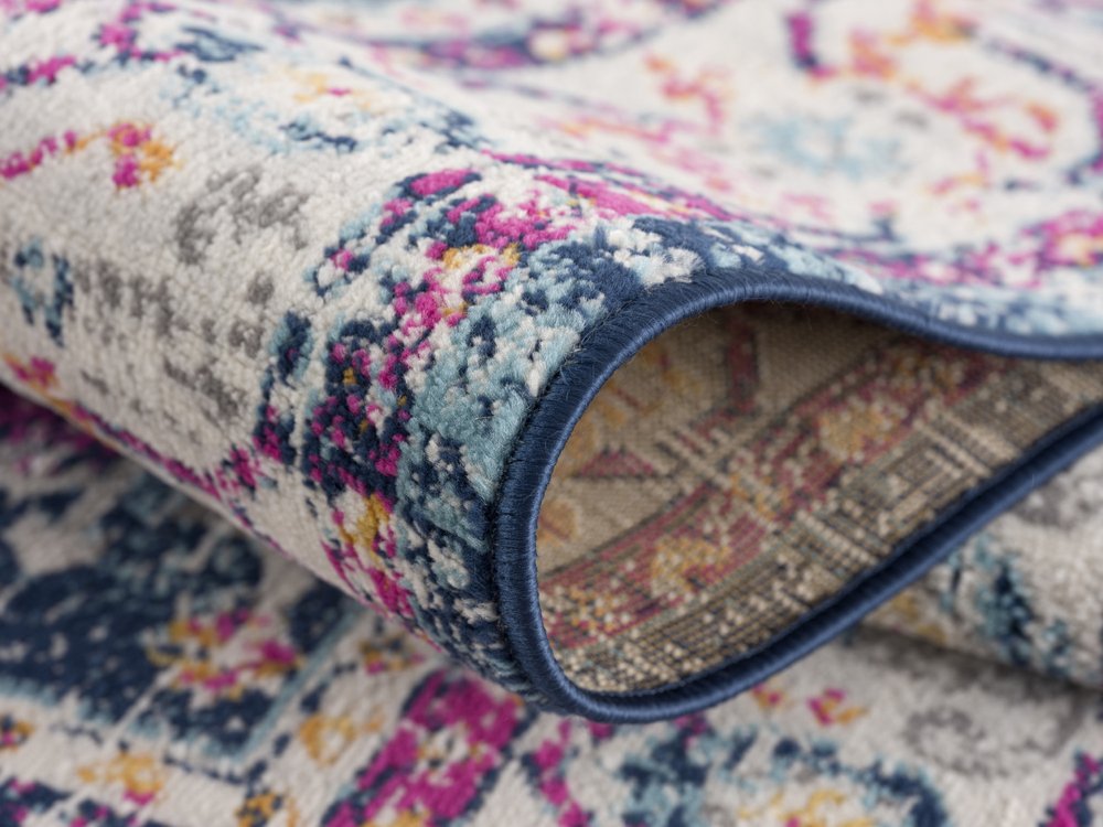 20' Blue And Ivory Oriental Runner Rug