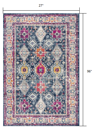 8' x 10' Blue and Ivory Oriental Area Rug