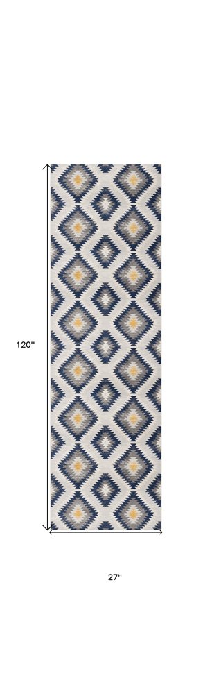 5' X 7' Blue Ikat Kilim Area Rug
