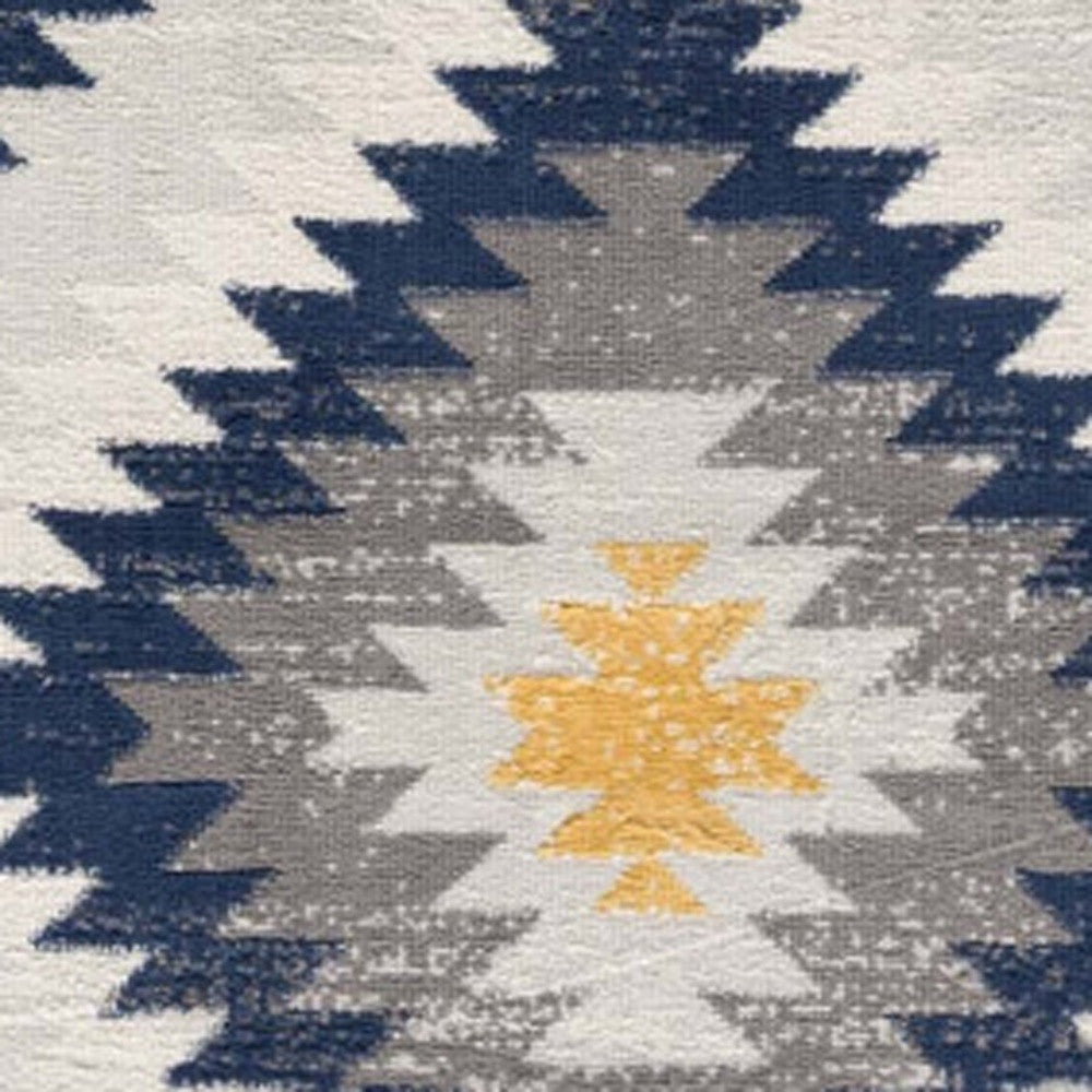 2' X 5' Blue Ikat Kilim Area Rug