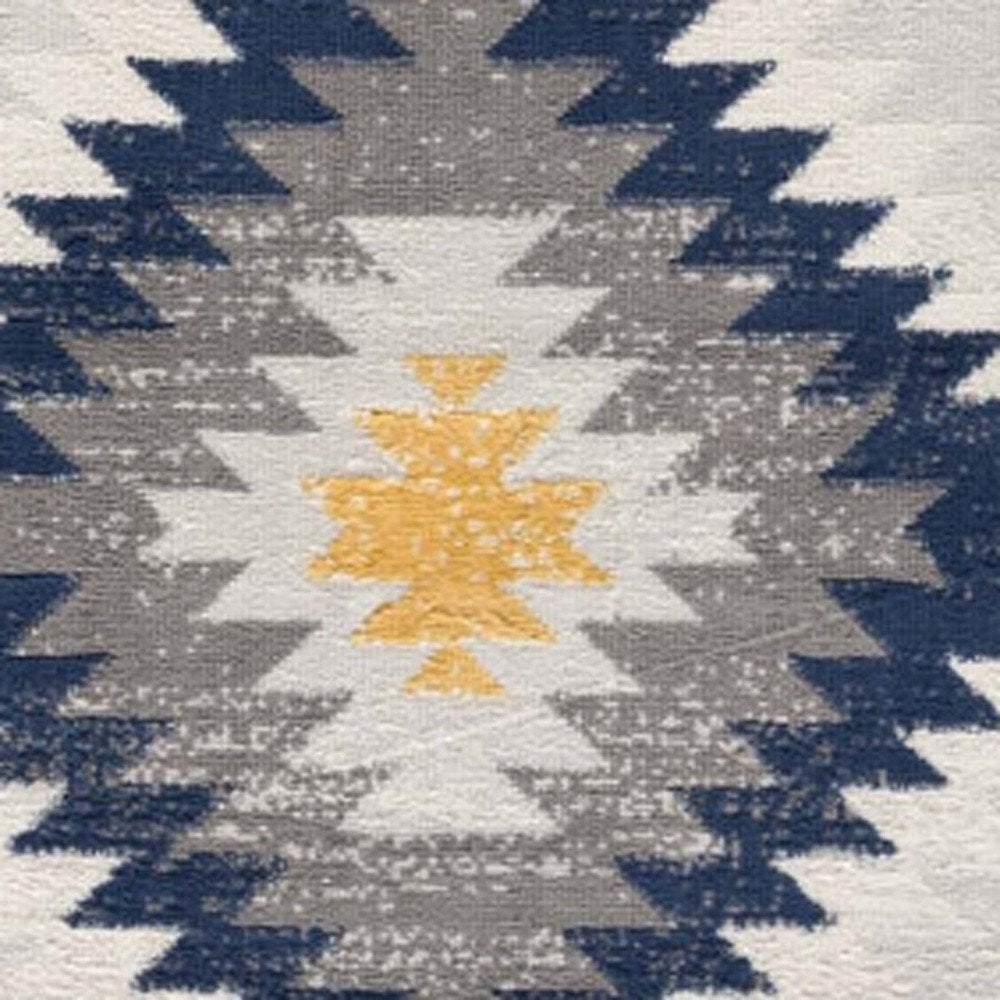 2' X 5' Blue Ikat Kilim Area Rug