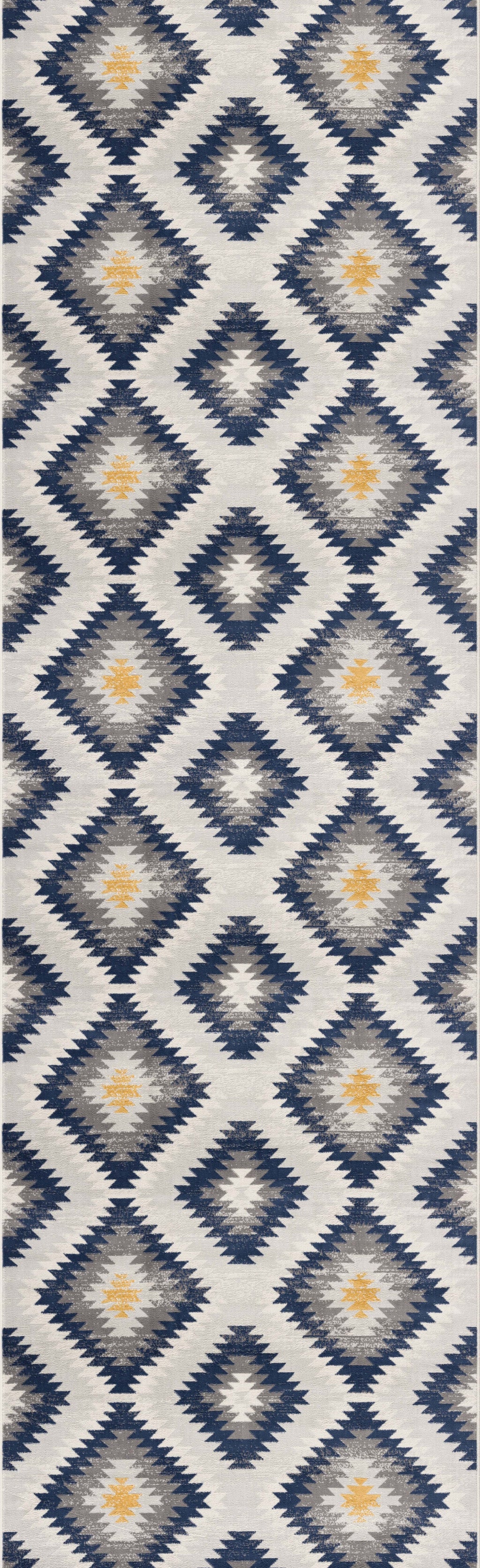 10' Blue Ikat Kilim Runner Rug