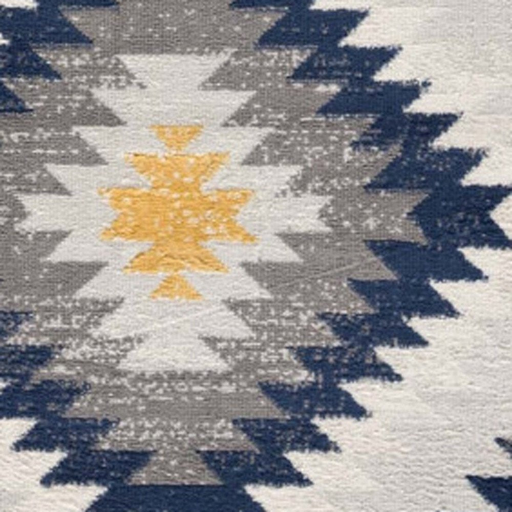 2' X 5' Blue Ikat Kilim Area Rug