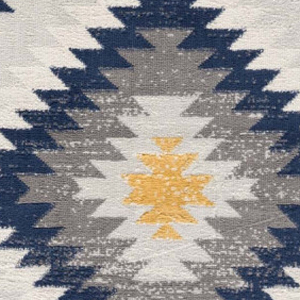 2' X 5' Blue Ikat Kilim Area Rug