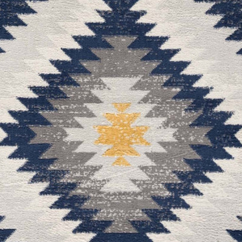 2' X 5' Blue Ikat Kilim Area Rug