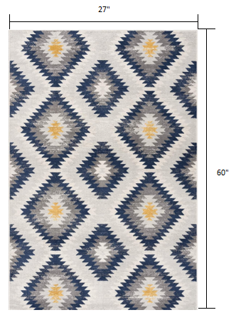 9' X 13' Blue and Gray Kilim Pattern Area Rug