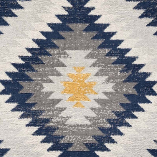 5' X 7' Blue Ikat Kilim Area Rug