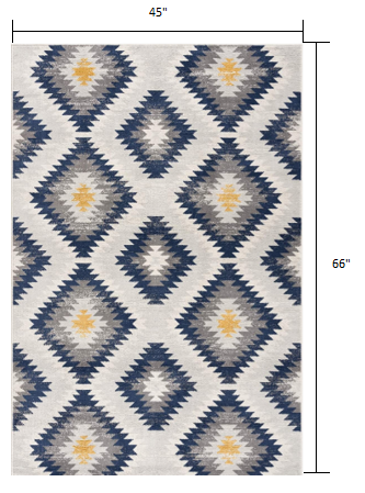 9' X 13' Blue and Gray Kilim Pattern Area Rug