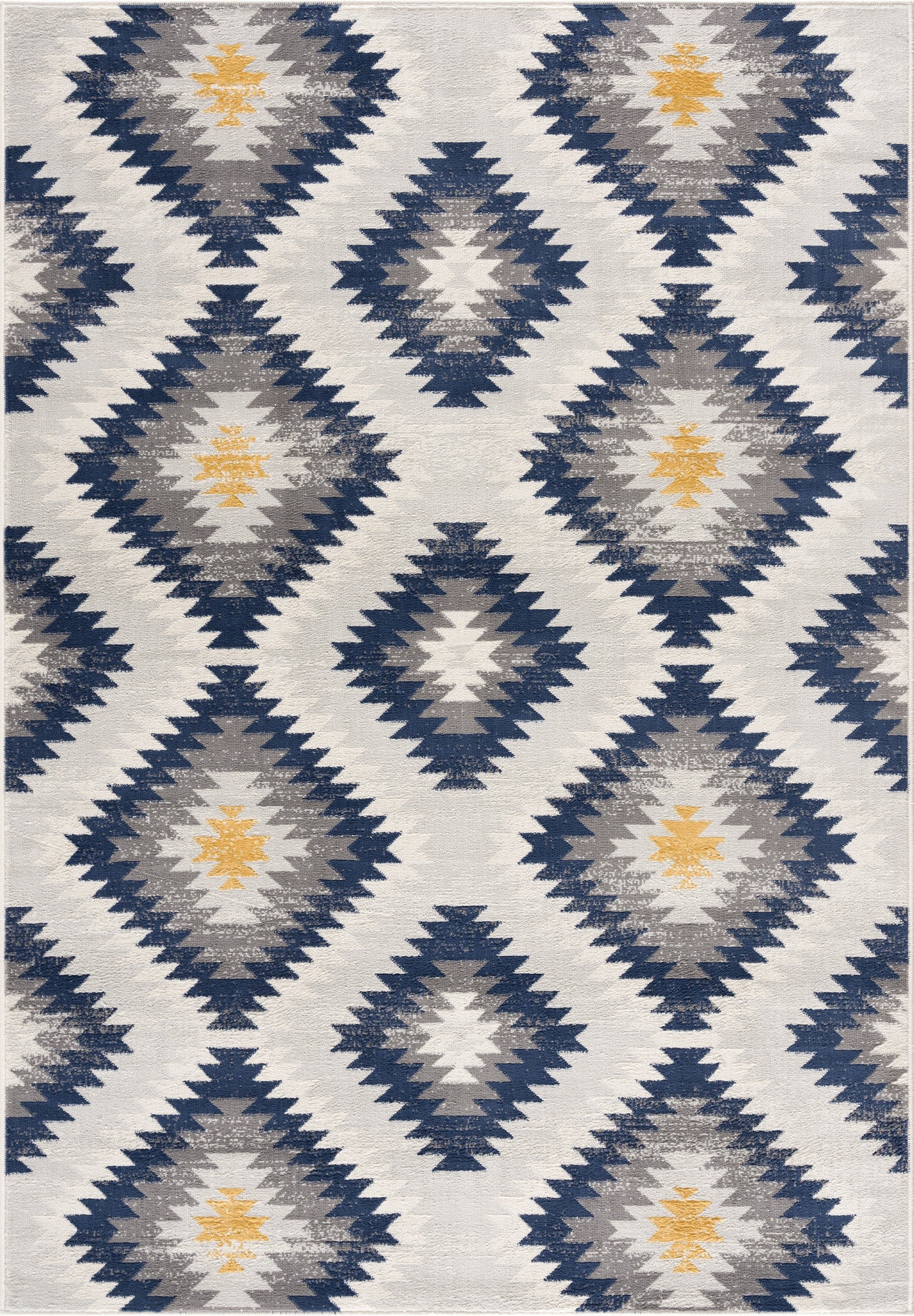 9' X 13' Blue and Gray Kilim Pattern Area Rug