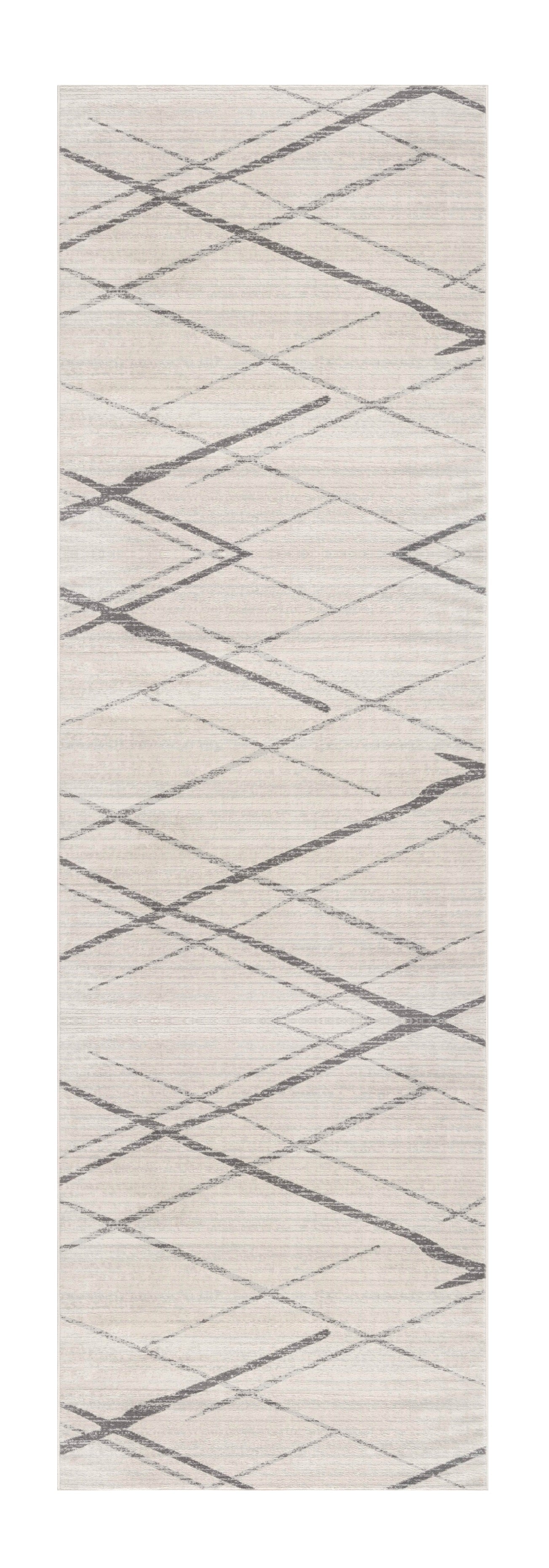 2' X 4' Gray and Ivory Geometric Area Rug