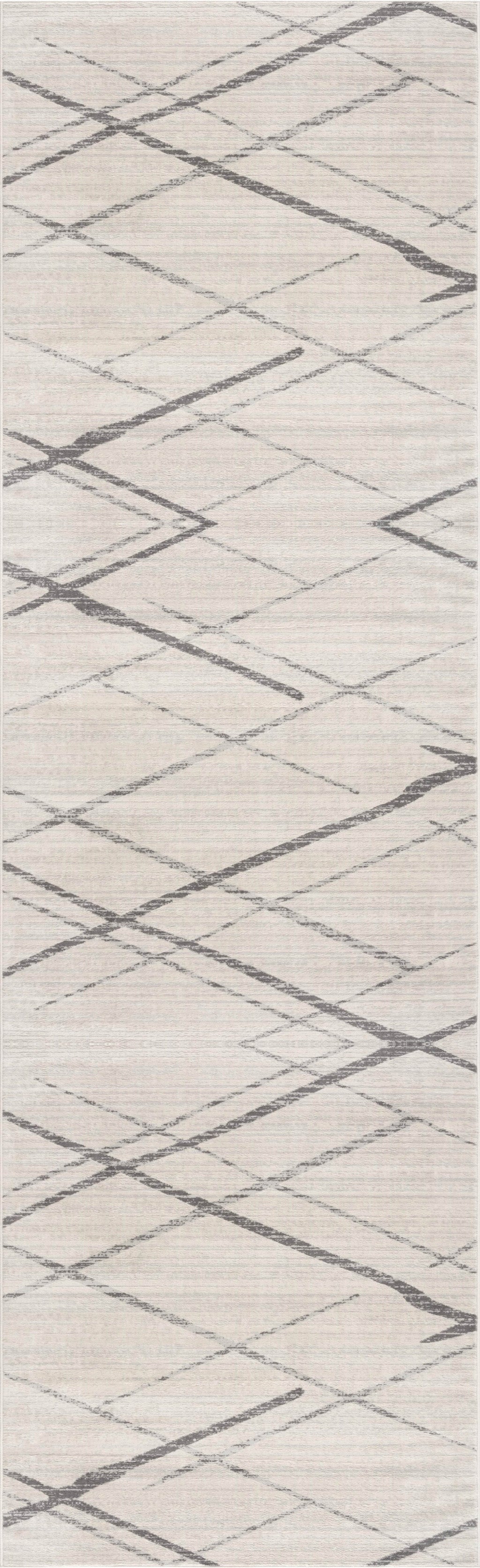 2' X 4' Gray and Ivory Geometric Area Rug