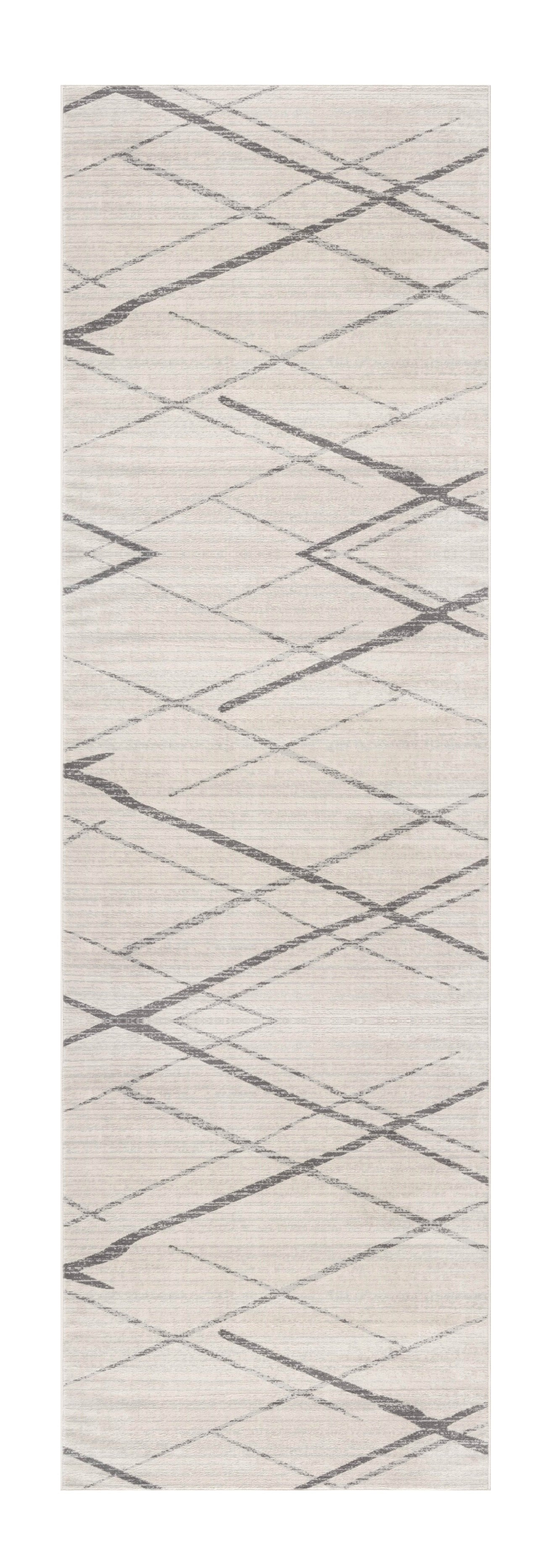 2' X 4' Gray and Ivory Geometric Area Rug