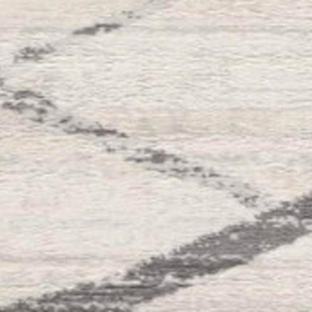 20' Gray And Ivory Geometric Runner Rug