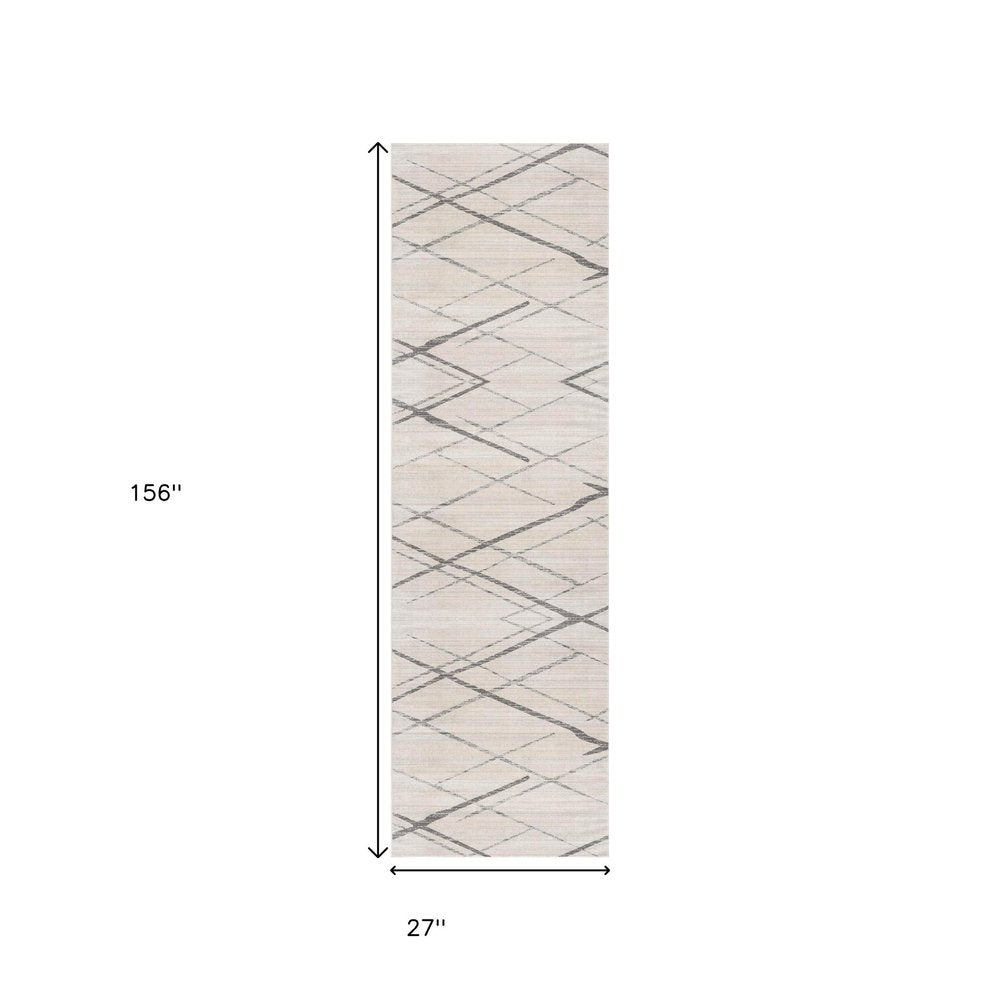 6' X 9' Gray and Ivory Geometric Area Rug