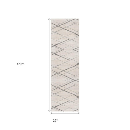 6' X 9' Gray and Ivory Geometric Area Rug
