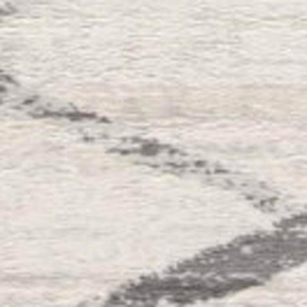 20' Gray And Ivory Geometric Runner Rug