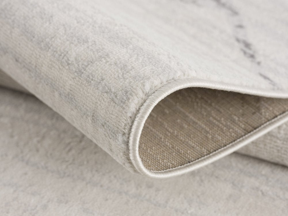 20' Gray And Ivory Geometric Runner Rug