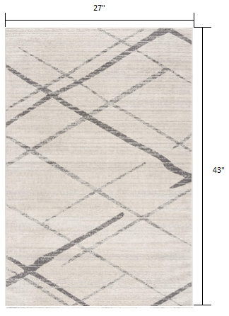 10' Runner Gray and Ivory Geometric Runner Rug