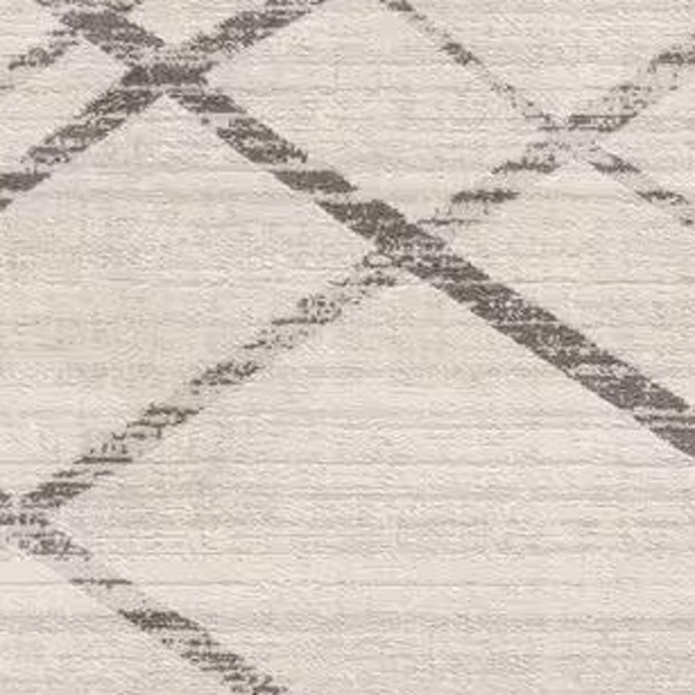 6' Runner Gray and Ivory Geometric Runner Rug