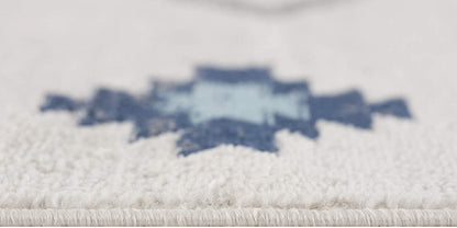 6' X 9' Blue and Ivory Southwestern Area Rug