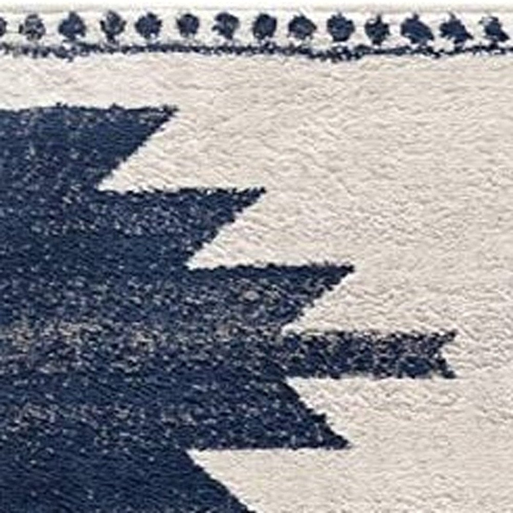 2' X 5' Blue and Ivory Southwestern Area Rug