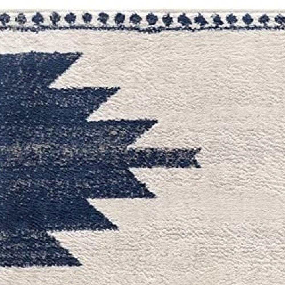 2' X 5' Blue and Ivory Southwestern Area Rug