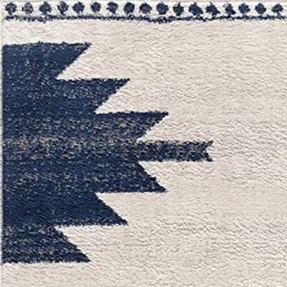 2' X 4' Blue and Ivory Southwestern Area Rug